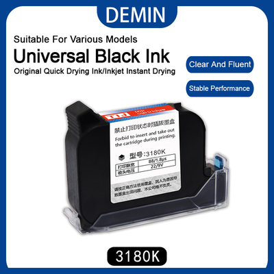 Demin 3180K Ink Cartridge 12.7mm Inkjet Black High Adhesion Ink Non-fading Fast Drying Printer Ink Used for Inkjet Printer